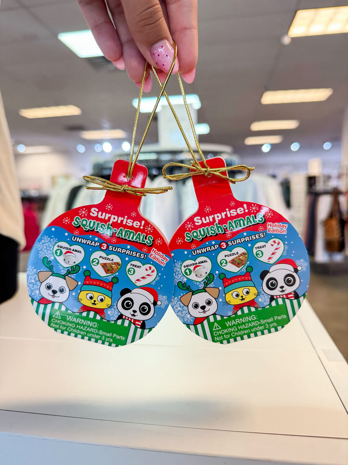 Christmas Squish-Amals Surprise Ornament – 3 Surprises Inside!