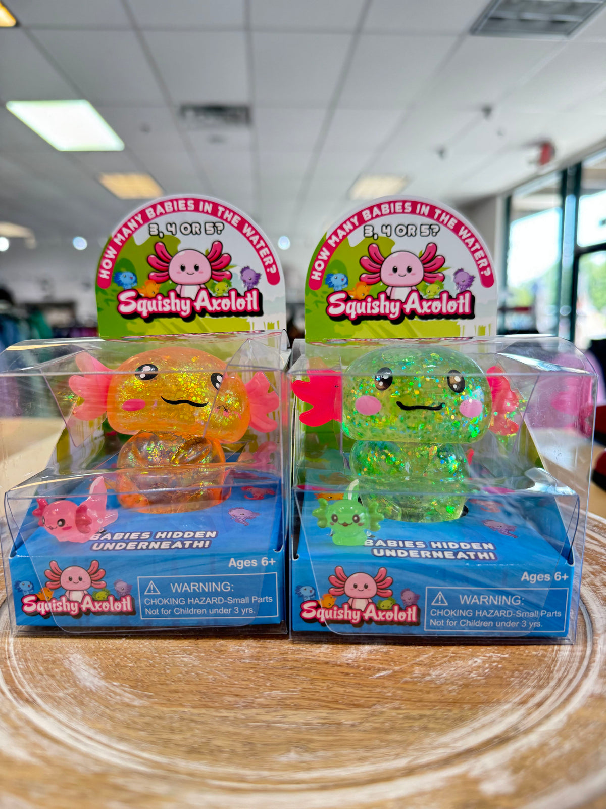 Squishy Axolotl with Hidden Babies – Glitter Sensory Fidget Toy