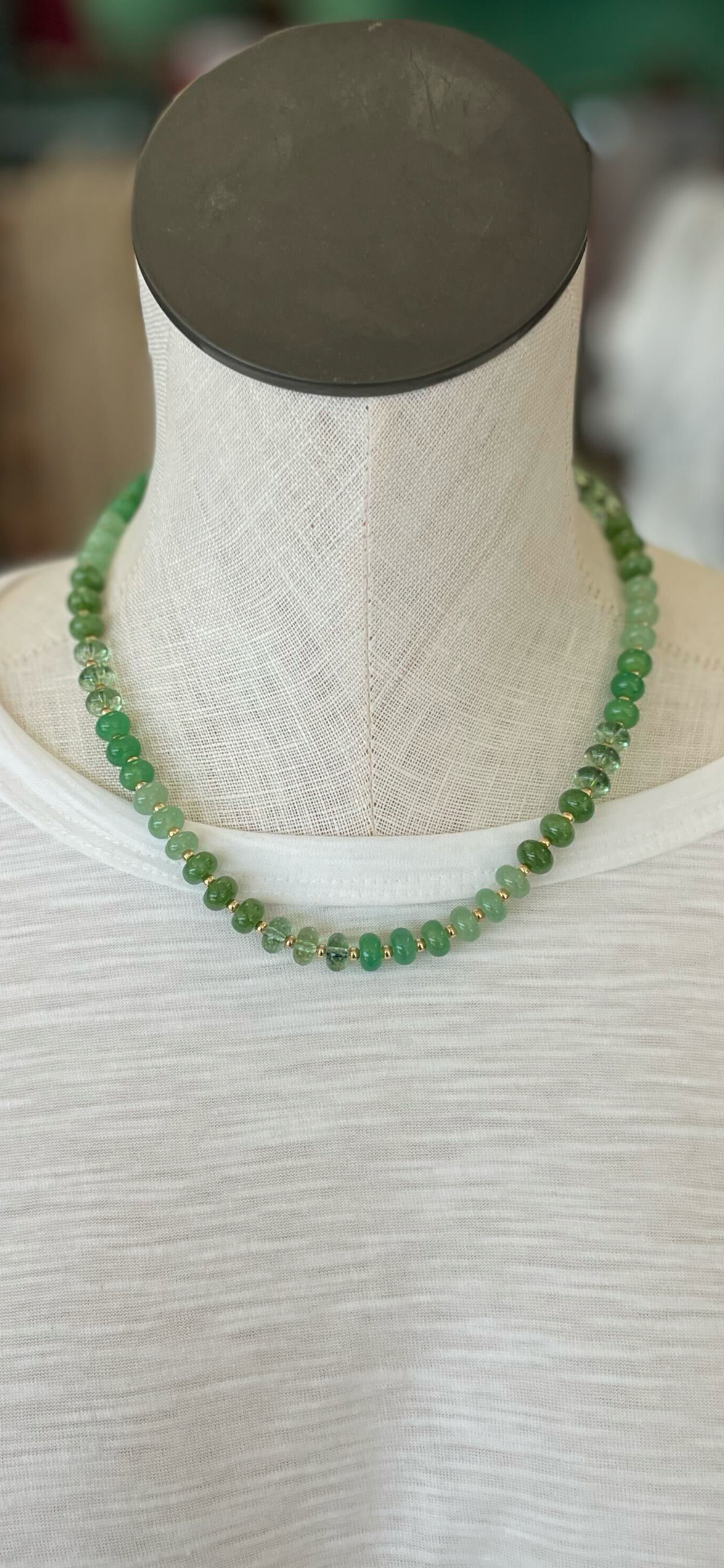 Emerald Green Gemstone-Inspired Beaded Necklace