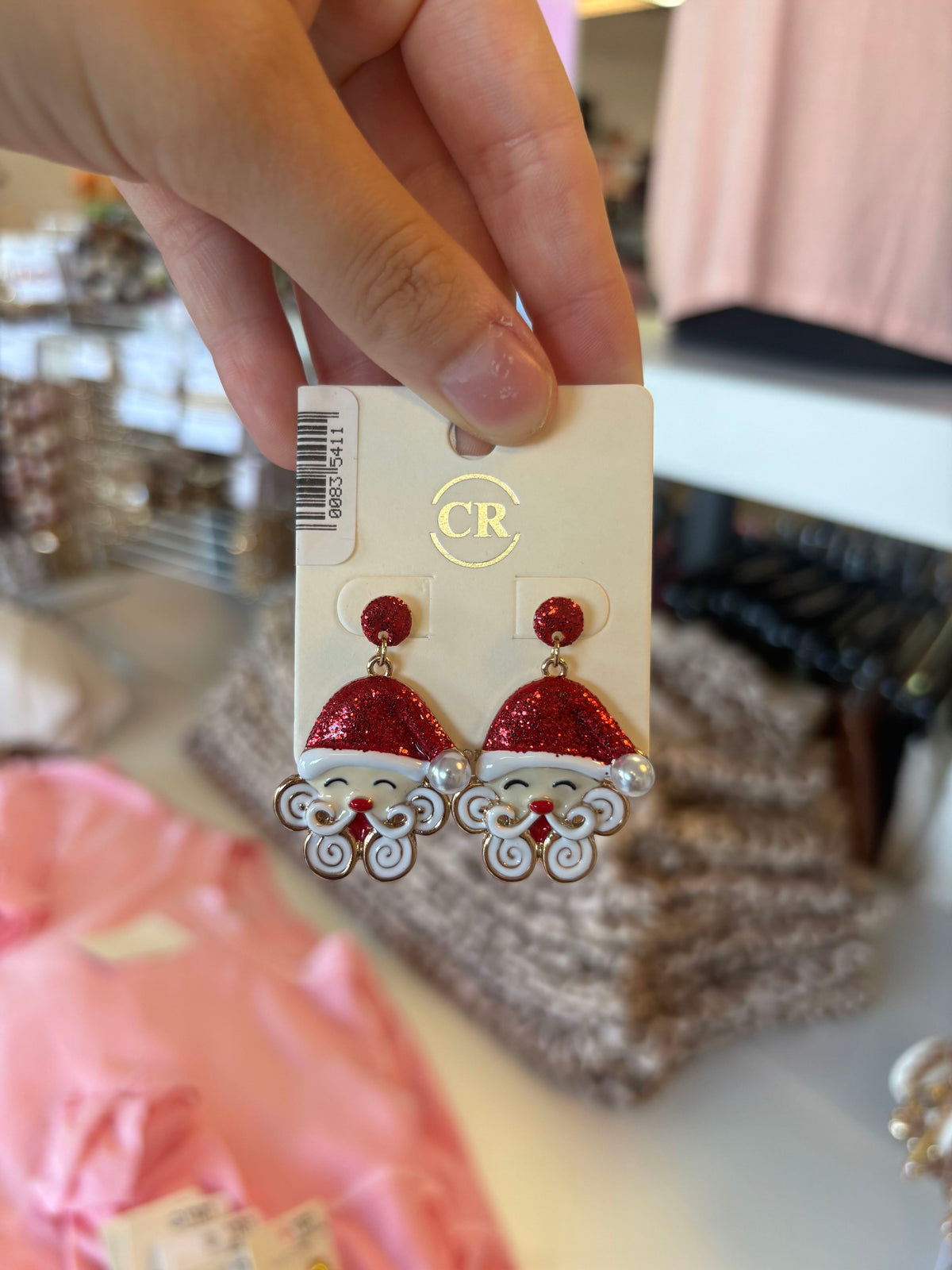 Glitter Santa Face Dangle Earrings