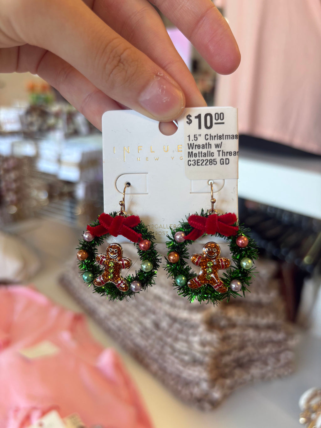 Festive Christmas Wreath Dangle Earrings