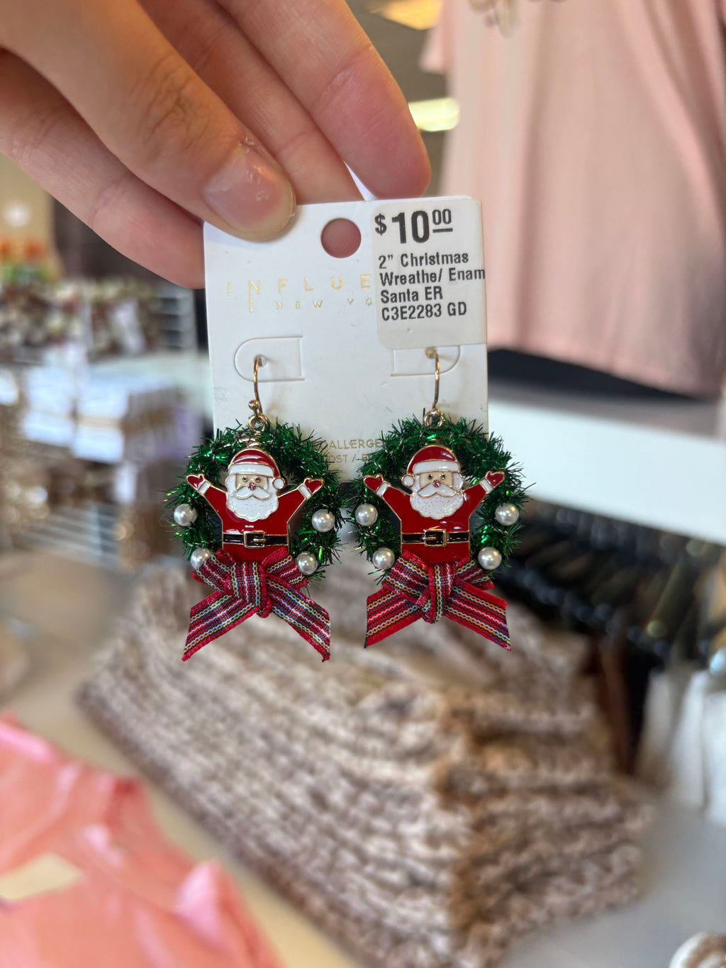 Festive Christmas Wreath Dangle Earrings