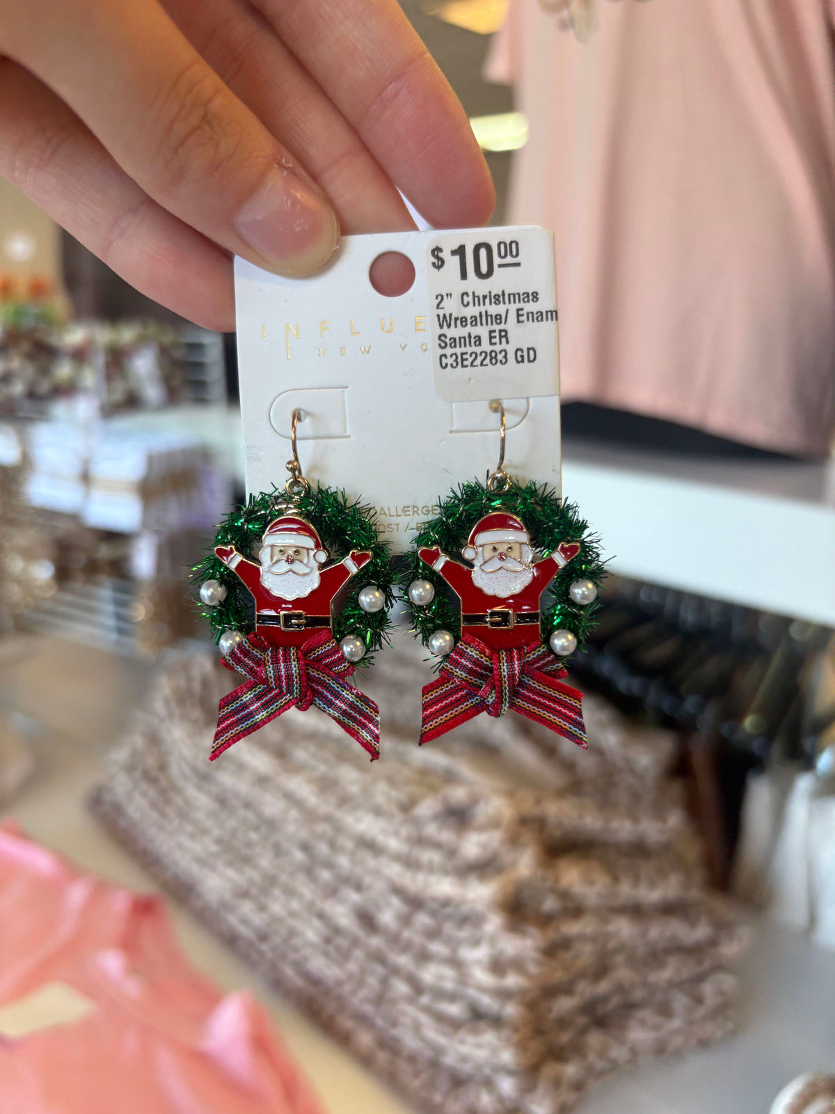 Festive Christmas Wreath Dangle Earrings