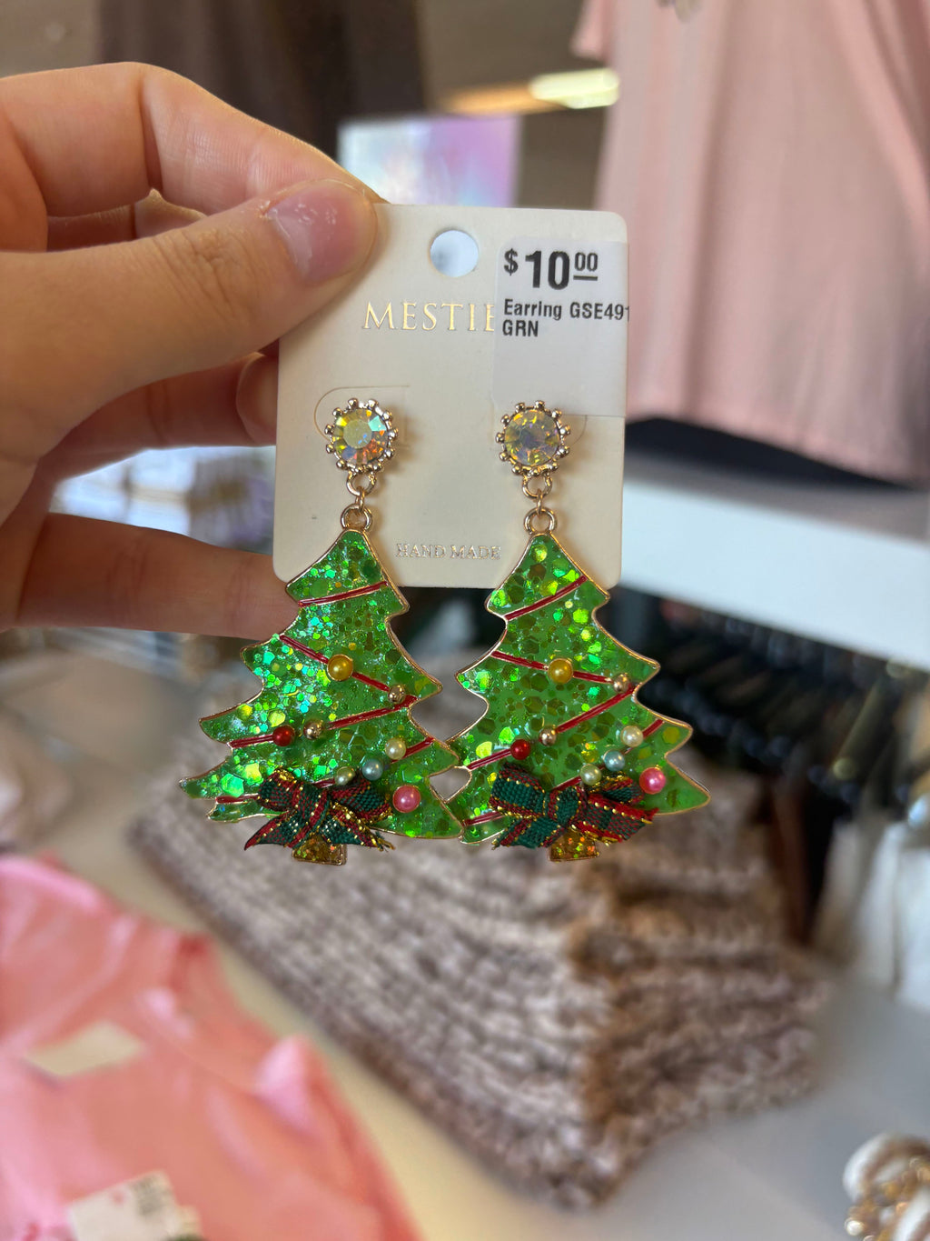 Sparkling Christmas Tree Dangle Earrings
