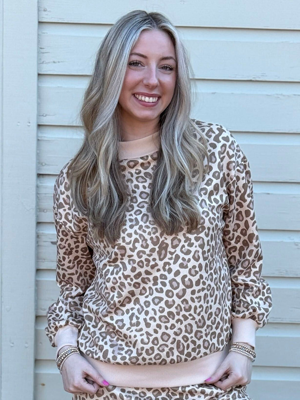 Leopard Print Relaxed Crewneck Sweatshirt