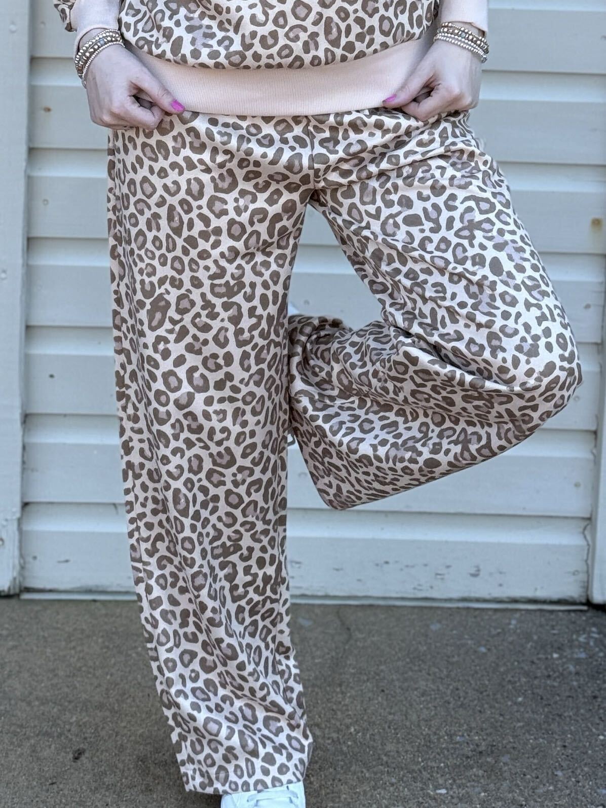 Leopard Print Wide Leg Lounge Pants