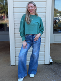 Risen High Rise Pintuck Wide Leg Jeans