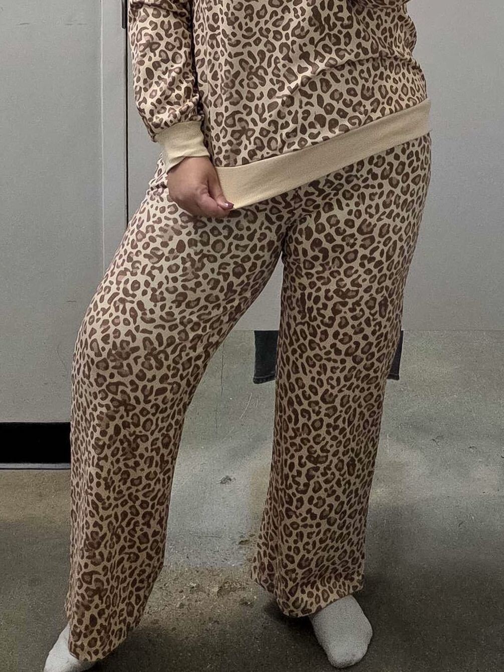 Leopard Print Wide Leg Lounge Pants
