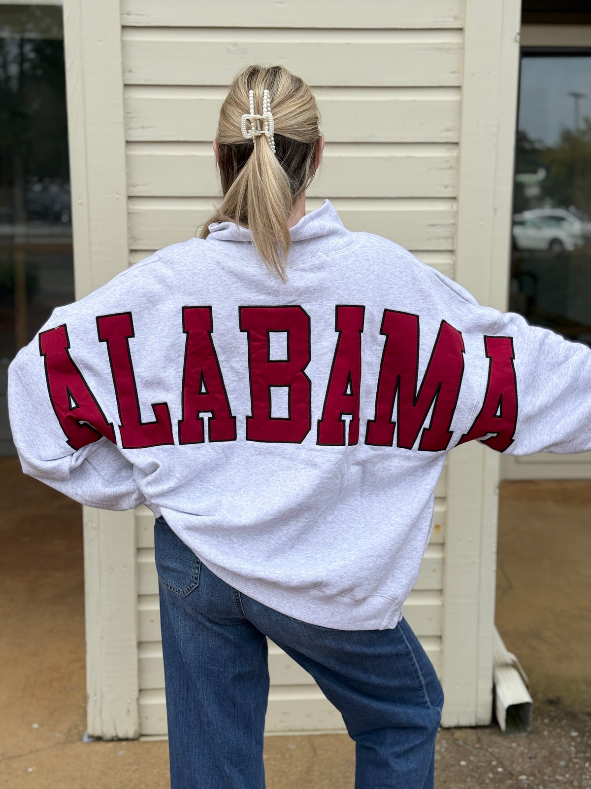 Alabama Oversized Mock Neck Sweatshirt – Crimson & Heather Gray