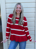 Striped Peplum Knit Sweater