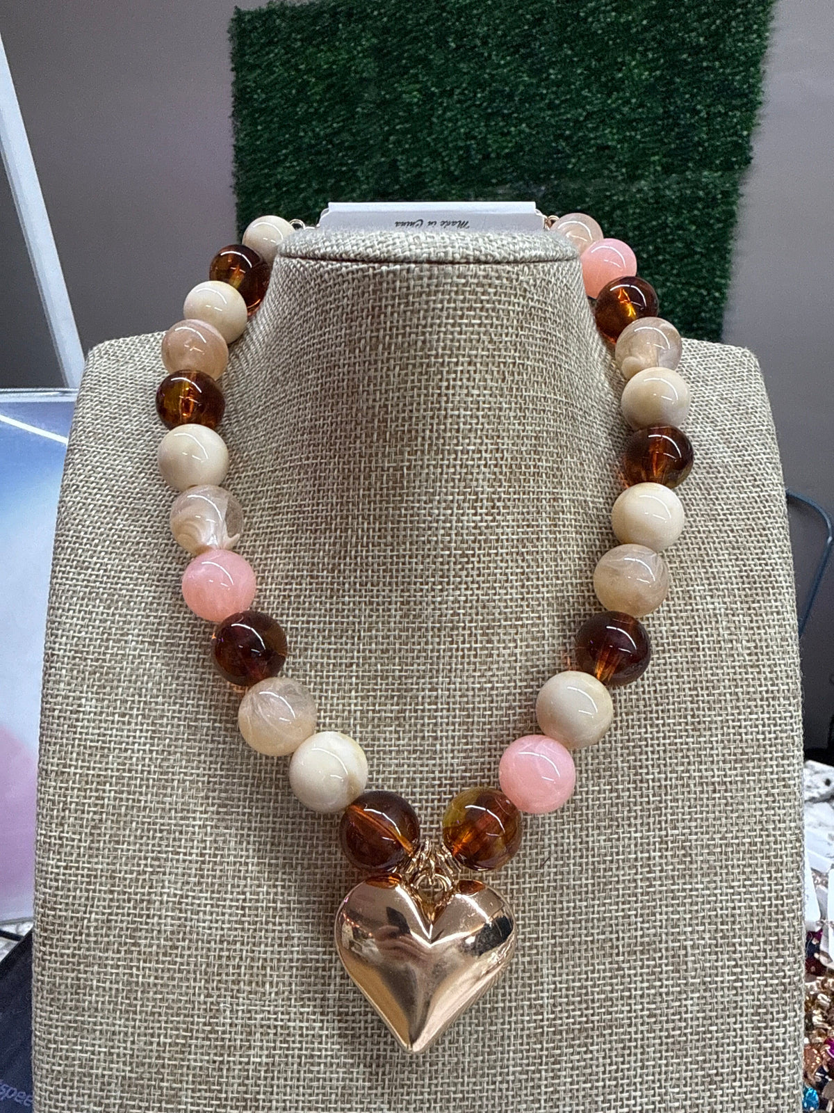 Beaded Heart Pendant Necklace