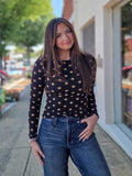 Polka Dot Long Sleeve Fitted Top