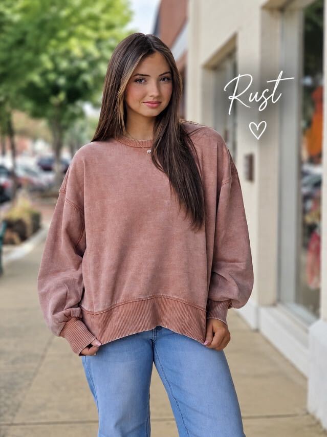Zenana Acid Wash Fleece Oversized Pullover – Relaxed Crewneck Sweatshirt