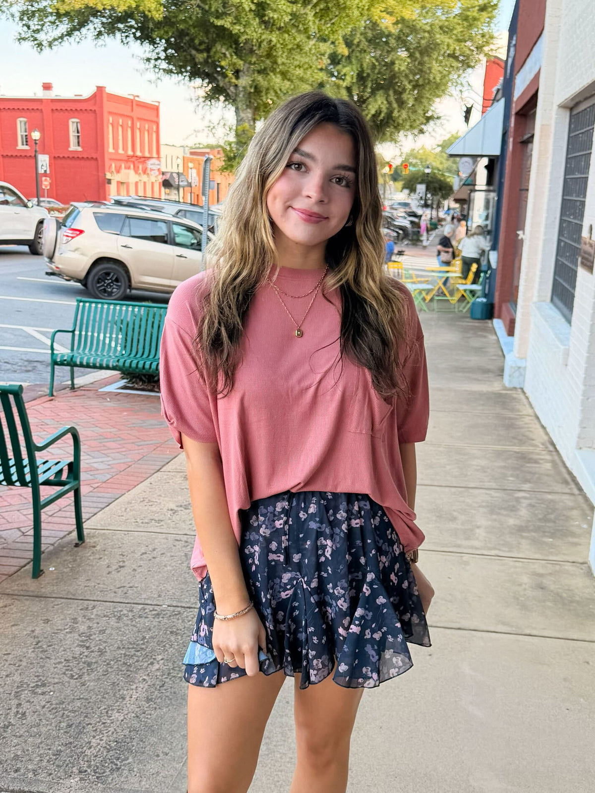 Black Floral Ruffle Skort with Built-In Shorts