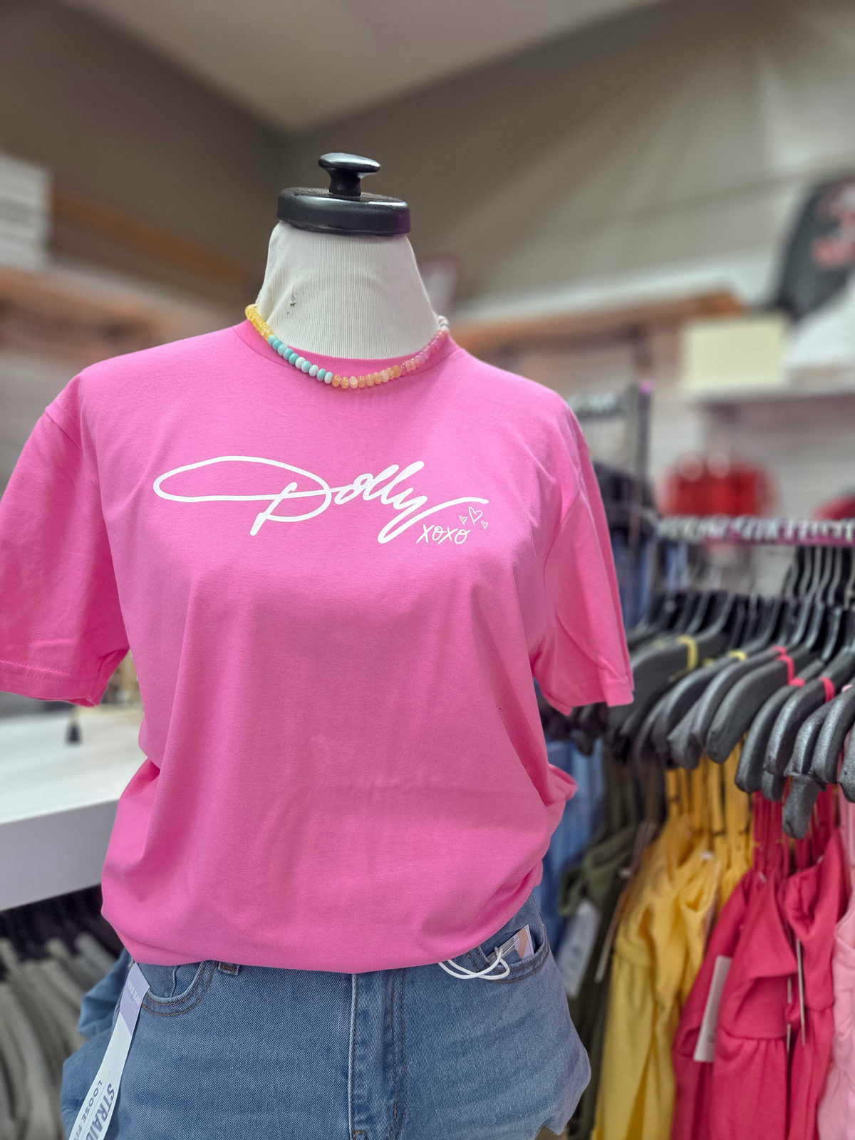 Dolly XOXO Signature Graphic Tee – Gildan Azalea Pink T-Shirt