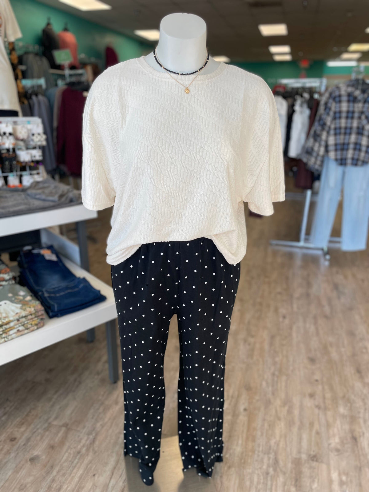 Polka Dot Straight Leg Pants
