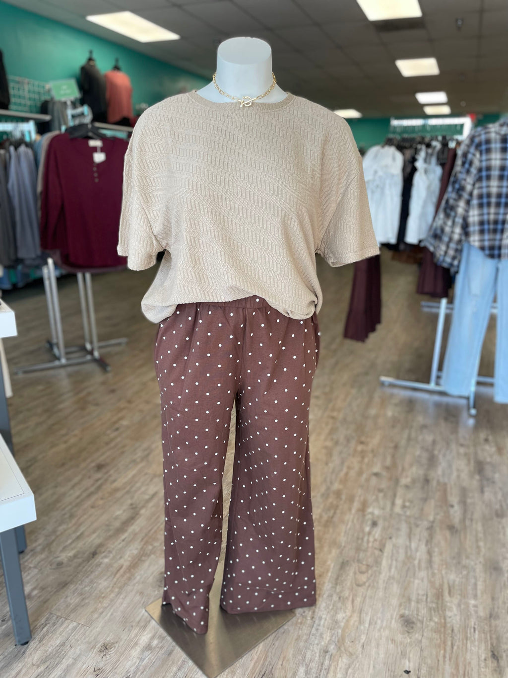 Polka Dot Straight Leg Pants