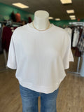 Double Knit Banded Hem Short Sleeve Top
