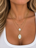 Layered Gold Mother-of-Pearl Pendant Necklace