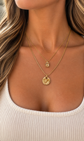 Layered Gold Coin & Crystal Necklace ✨