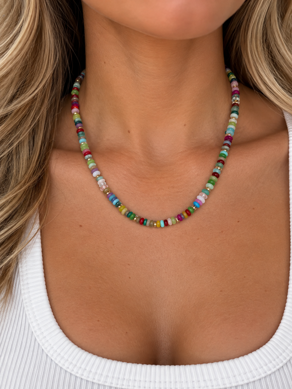 Multicolor Resin Beaded Necklace