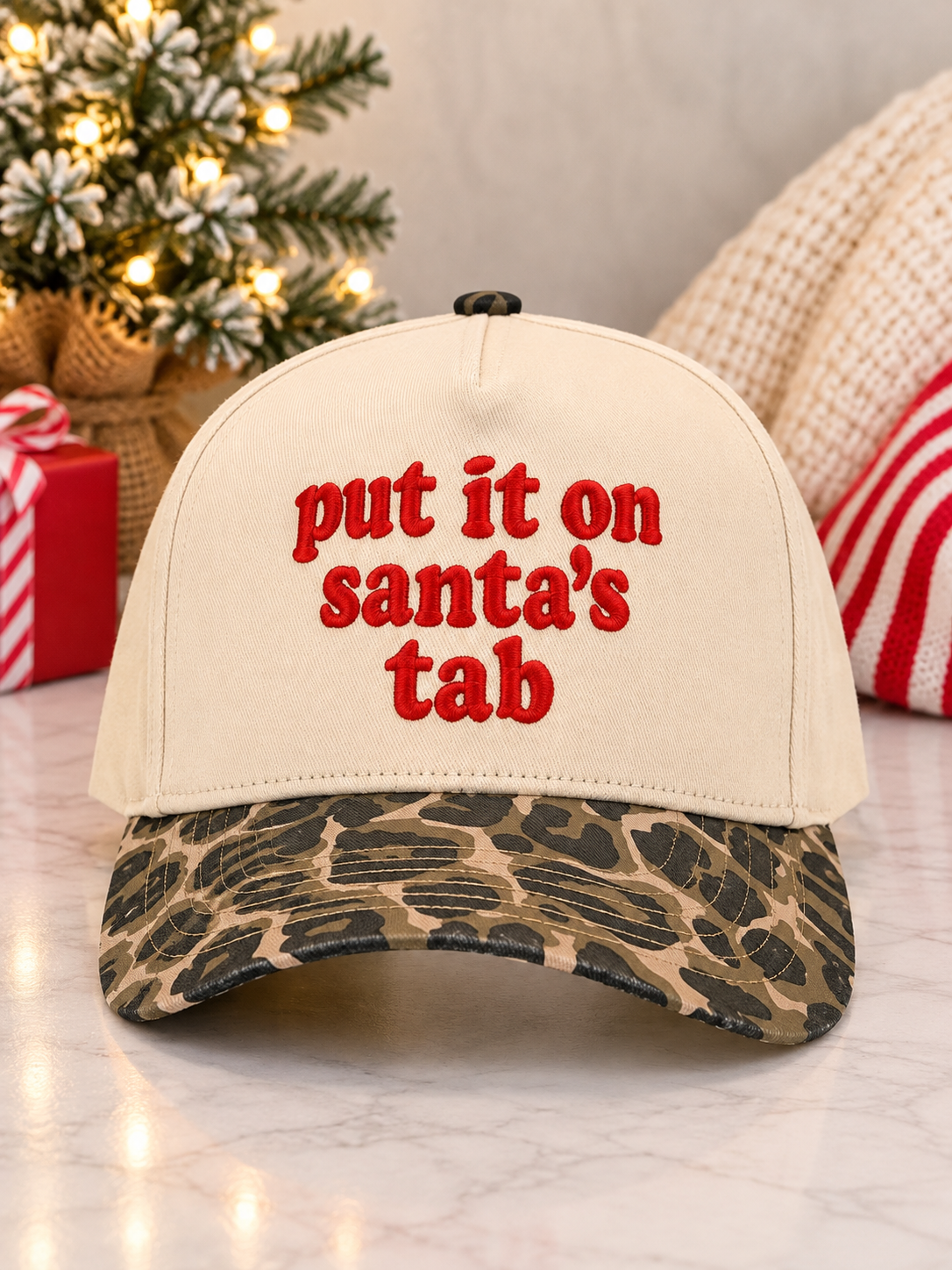 Put It on Santa's Tab Christmas Hat – Leopard Print