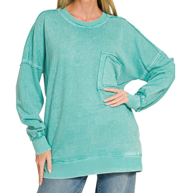 Halo Washed French Terry Oversized Sweatshirt