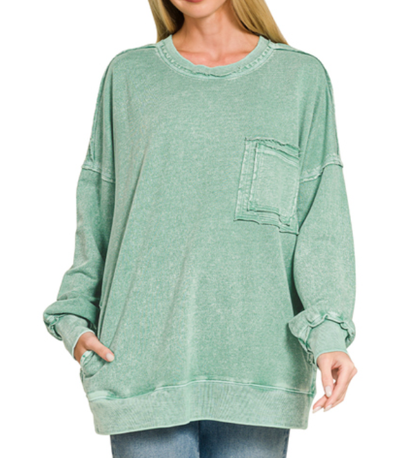 Halo Washed French Terry Oversized Sweatshirt
