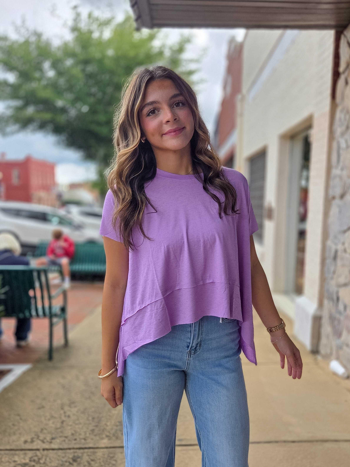 Zenana Shark Bite Side Slit Short Sleeve Top – Relaxed Basic Tee