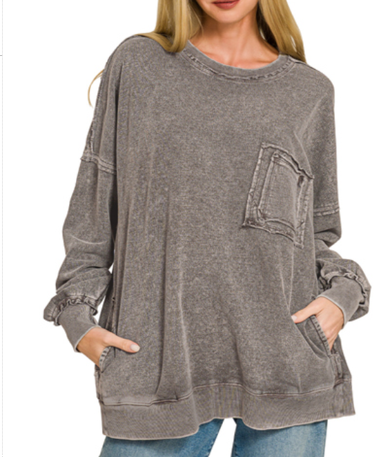 Halo Washed French Terry Oversized Sweatshirt