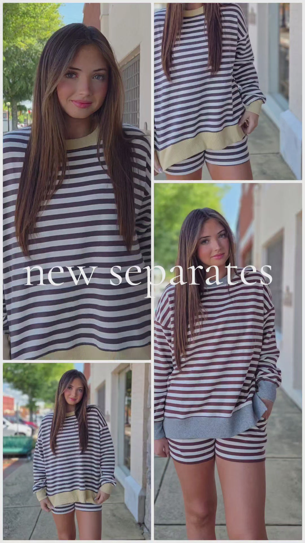 STRIPED CONTRAST RIBBED WAIST KNIT SHORTS