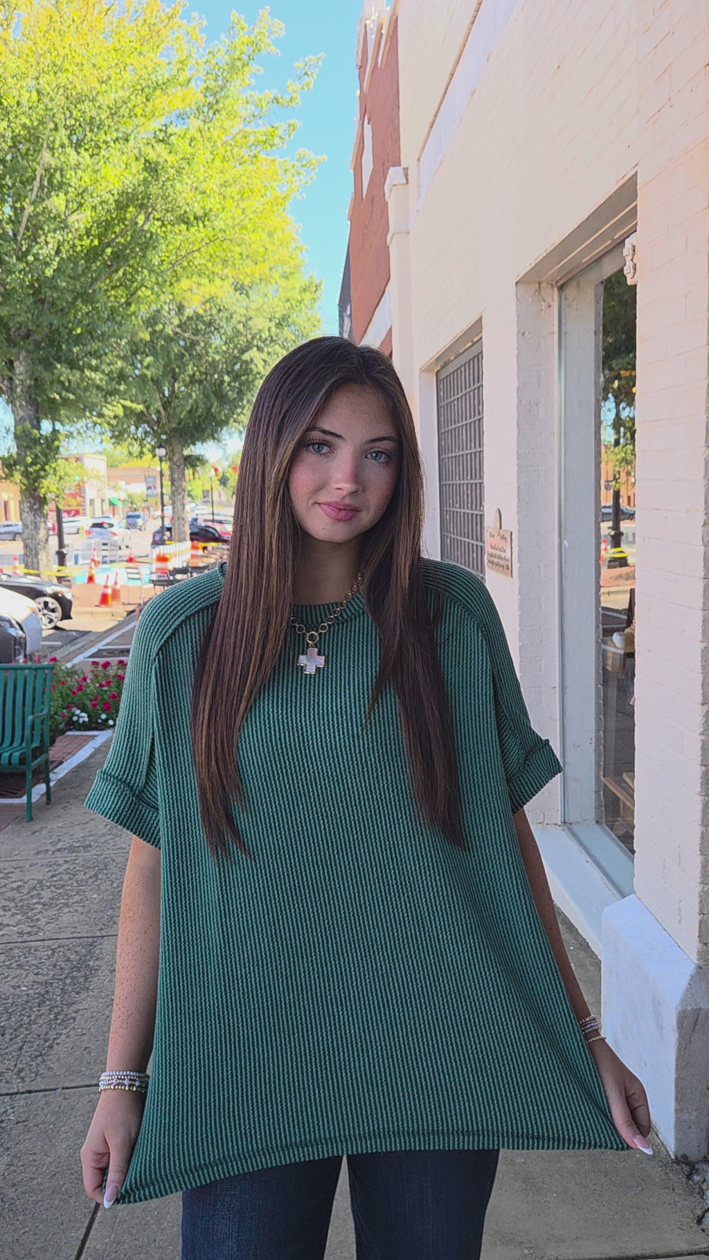 Raised Rib Oversized Raw Edge Top