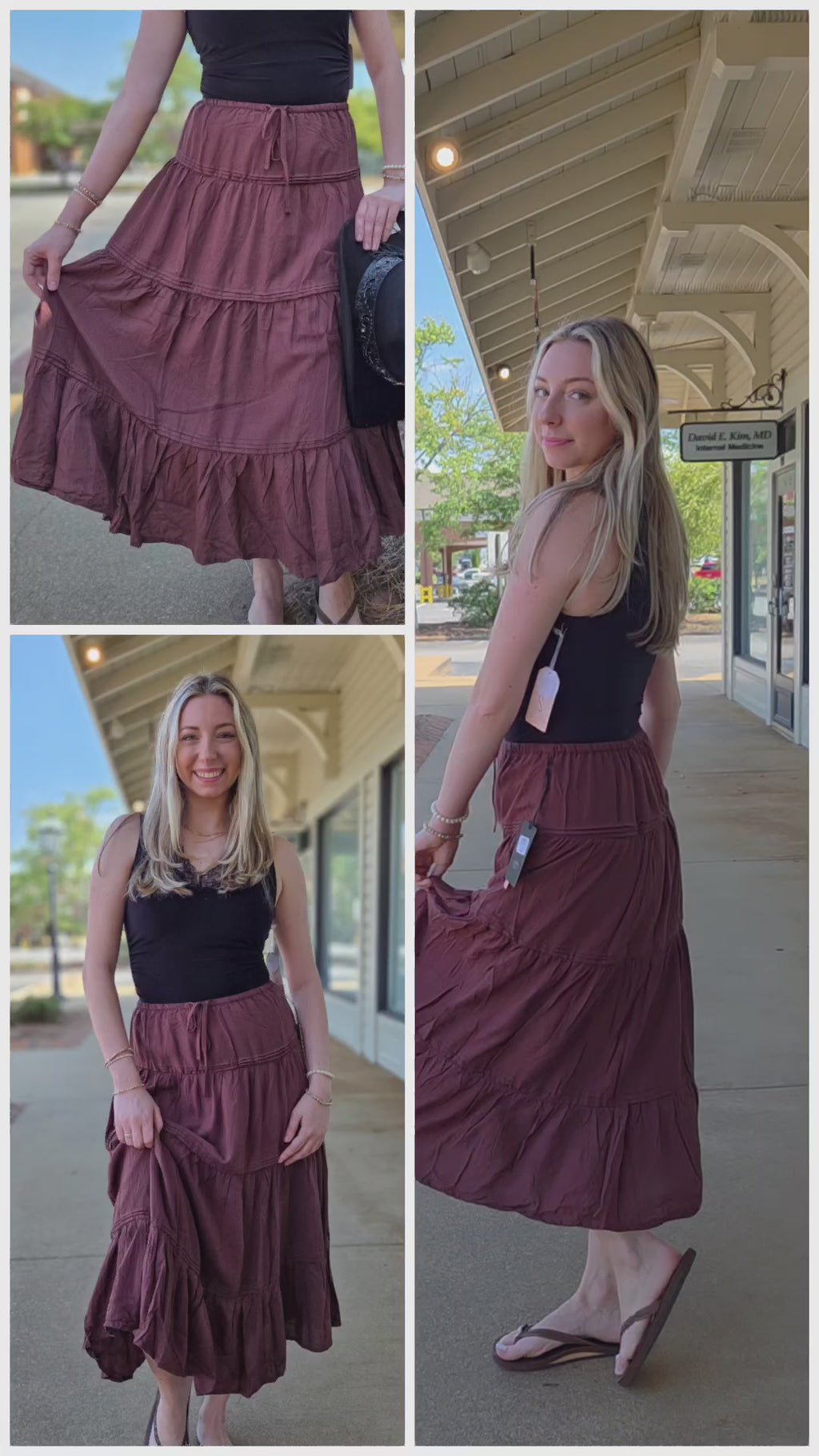 Women’s Tiered Maxi Skirt – High Rise Drawstring Ruffle Long Skirt