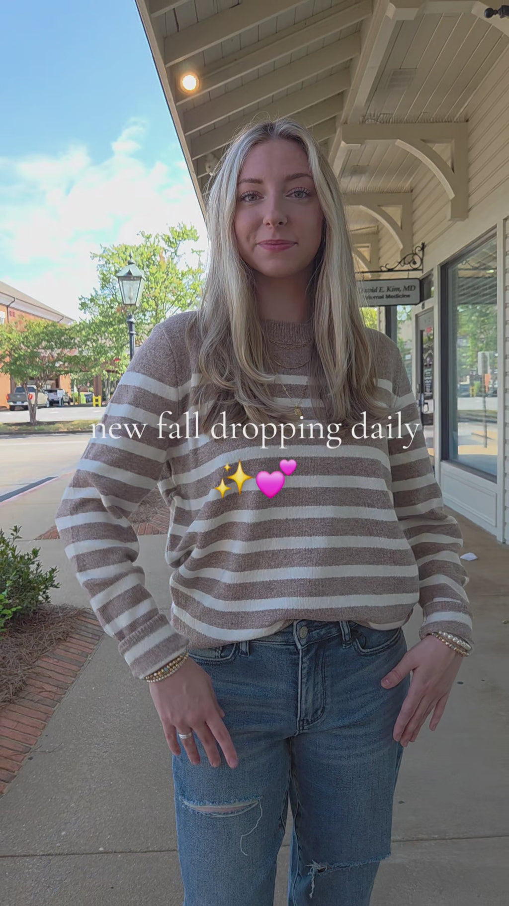 Women’s Striped Crewneck Knit Sweater – Long Sleeve Soft Fall Pullover