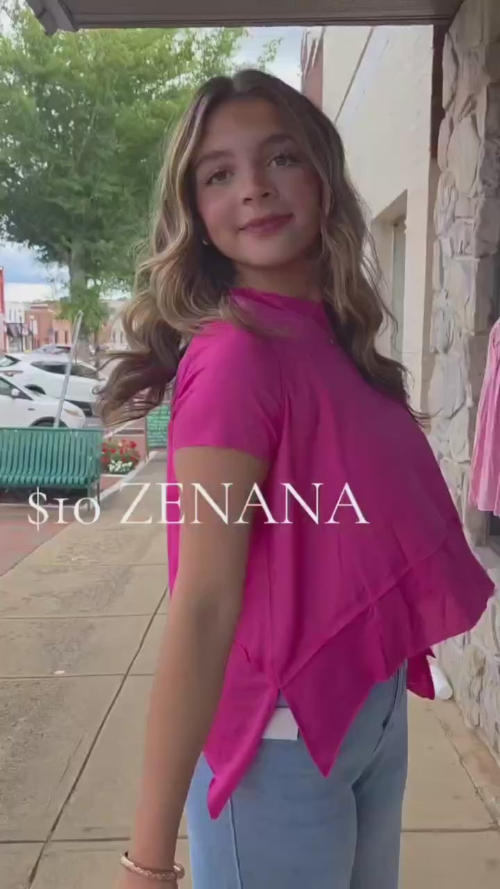 Zenana Shark Bite Side Slit Short Sleeve Top – Relaxed Basic Tee