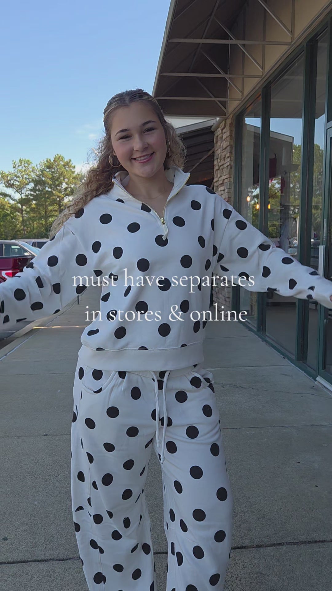 Polka Dot Quarter-Zip Pullover